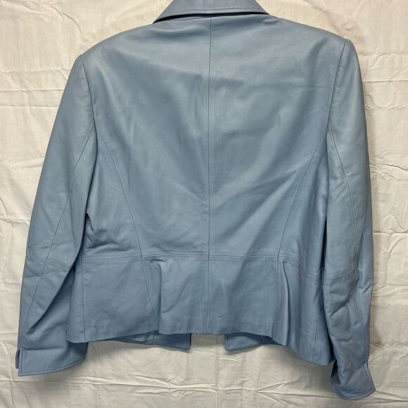 Talbots vintage blue leather jacket 12p - Picture 2 of 4